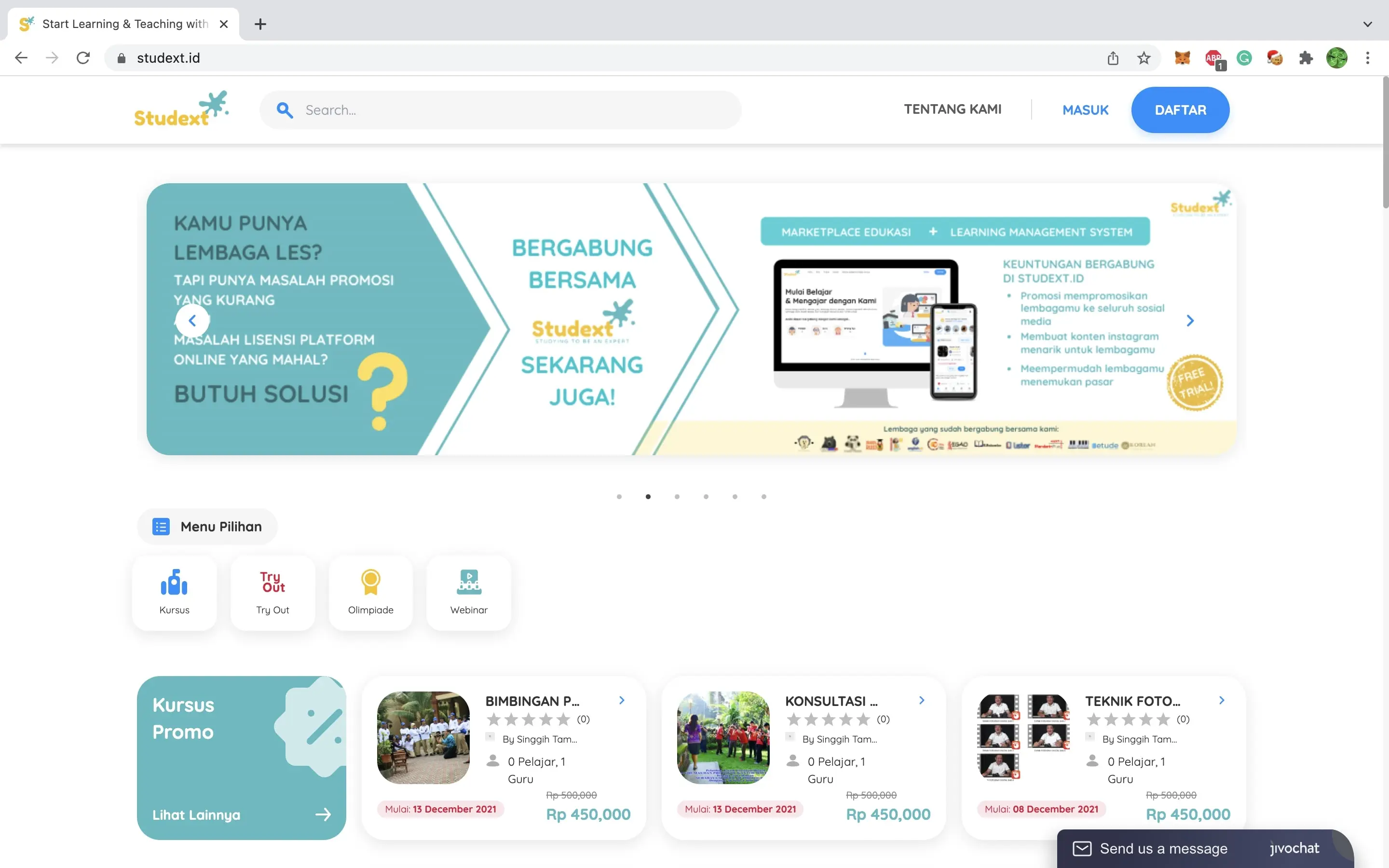 Screenshot of Studext project
